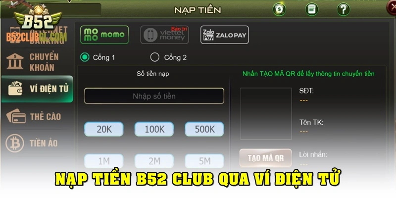 Nạp tiền B52 Club bằng ví Momo