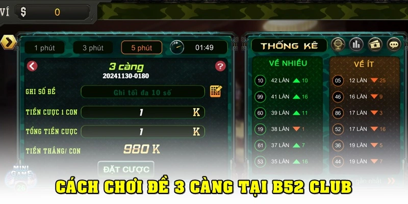 Hướng dẫn tham gia chơi đề 3 càng tại B52 Club